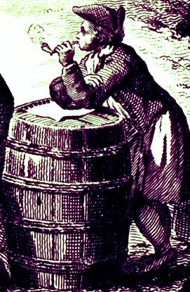 Smoking while leaning on a cask